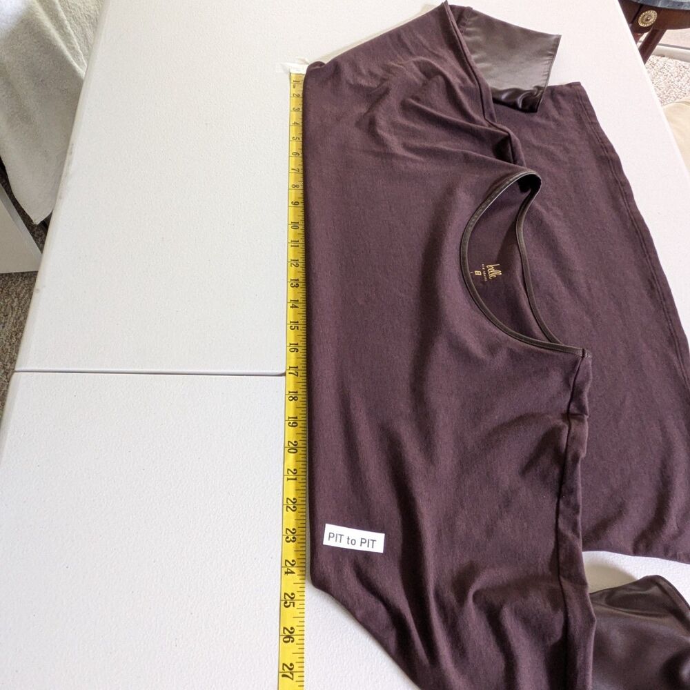 Belle by Kim Gravel TripleLuxe Knit Top with Faux Leather Cuffs M Stretch - Picture 12 of 14